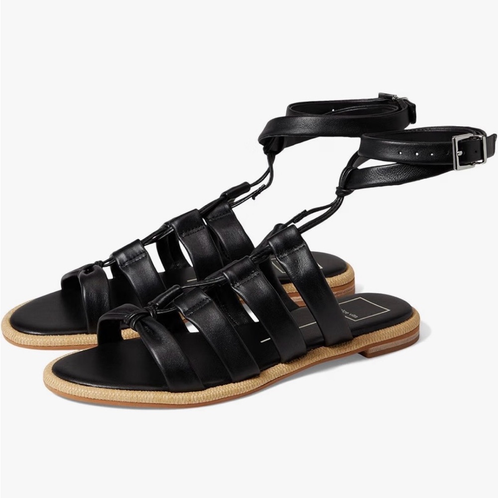 DOLCE VITA Adison Black Ankle-Wrap Gladiator Sandals